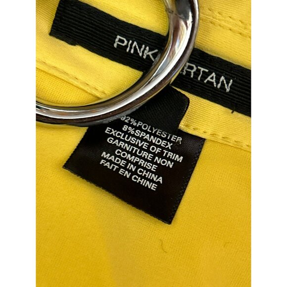 Pink Tartan Bright Yellow Button Up Blouse Size Small Timeless Long Sleeve - Picture 4 of 5